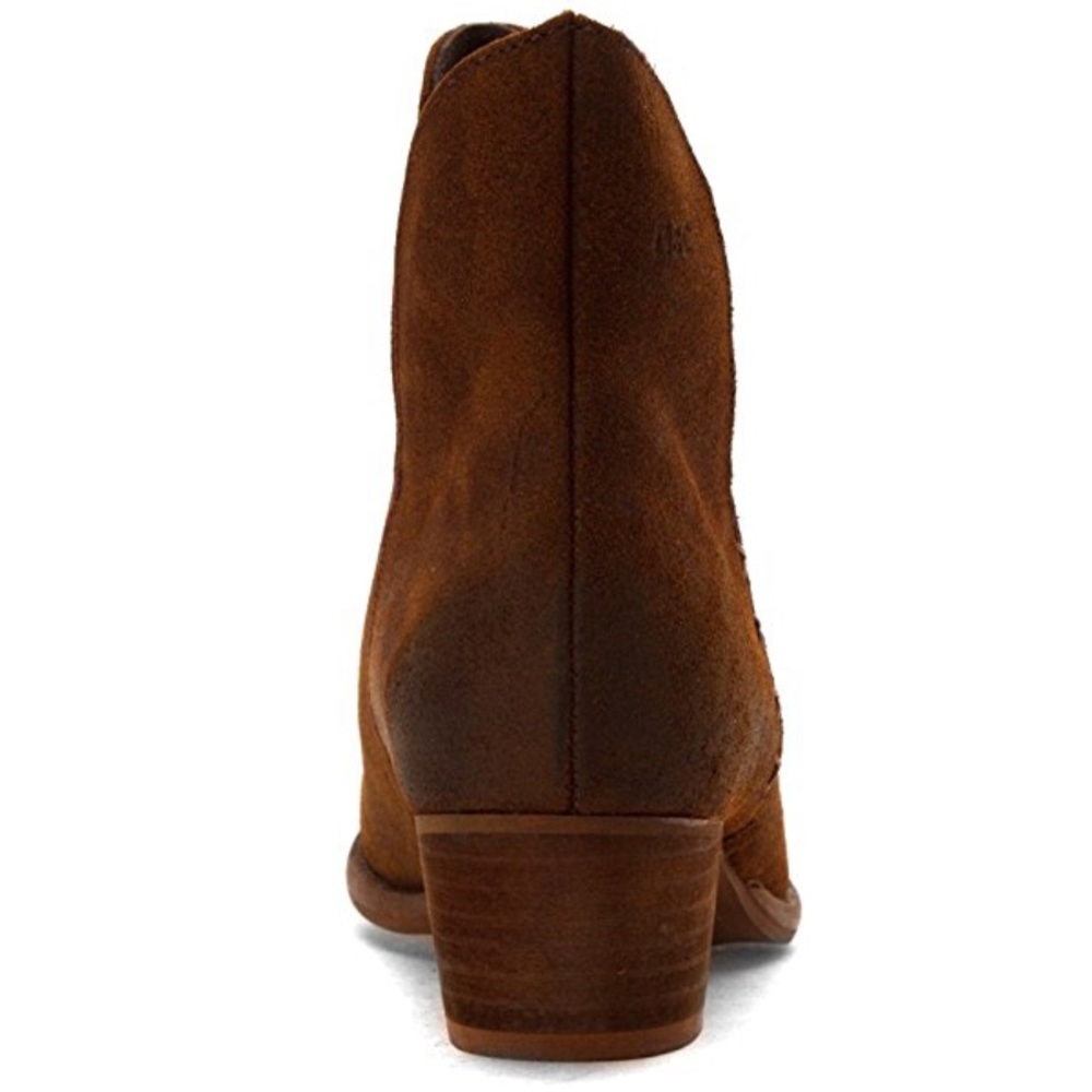 Rust Distressed Oiled Suede Deep V Cut Boots - Picture 4 of 4